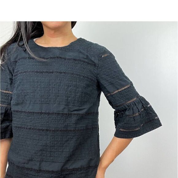 J.Crew Size 2 Mini Shift Dress Eyelet Flare
Sleeve Embroidered Black - Picture 3 of 14
